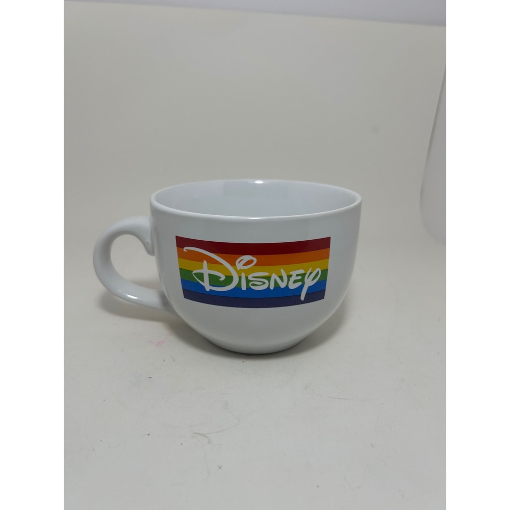 Disney Rainbow Collection Pride Love 24oz Ceramic Soup Mug Silver Buffalo White